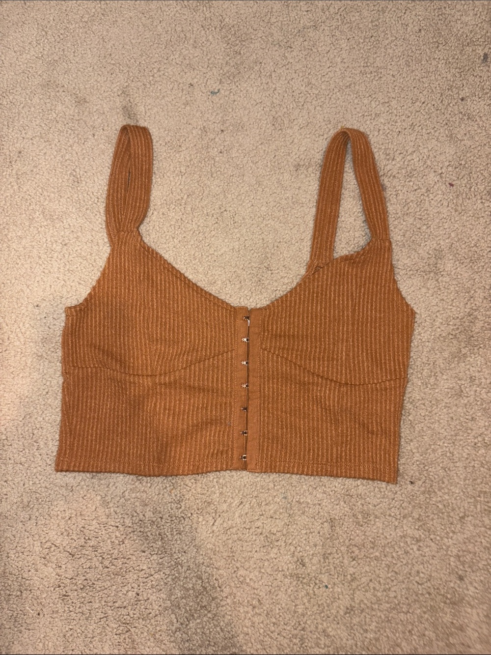 Pacsun Ribbed Cropped Tank Top in Rust